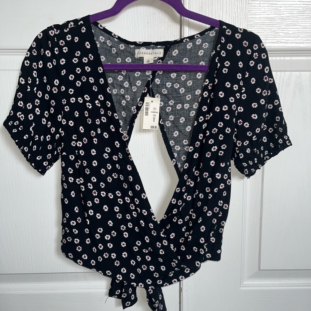 aeropostale floral tie back crop top
